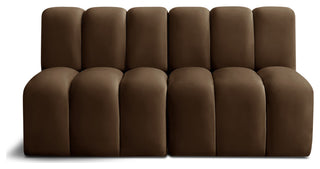 Arc Velvet Upholstered 2-Pc. Modular Sofa, Brown