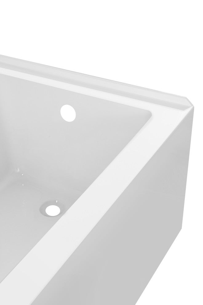 Vanity Art Alcove Soaking Acrylic Bathtub, White/Polished Chrome, 48"x32", Right