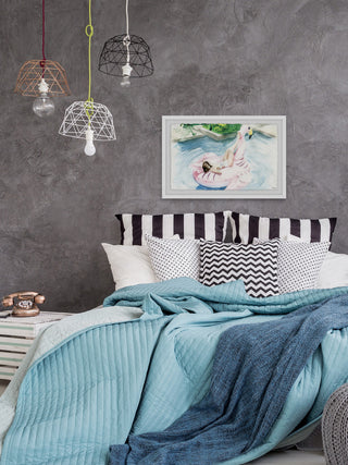 "Flamingo Floater" Framed Painting Print, 12"x8"