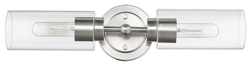 2 Light Cylinder Mid Century Modern Vanity Bath Lighting in Nickel