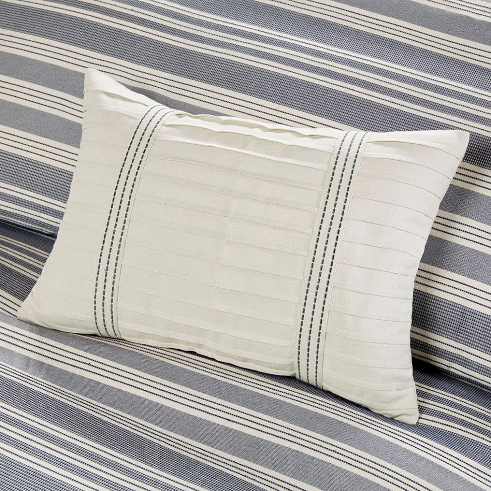 Madison Park Farmhouse Comforter Duvet Cover Set With Insert, Blue, Blue, Queen