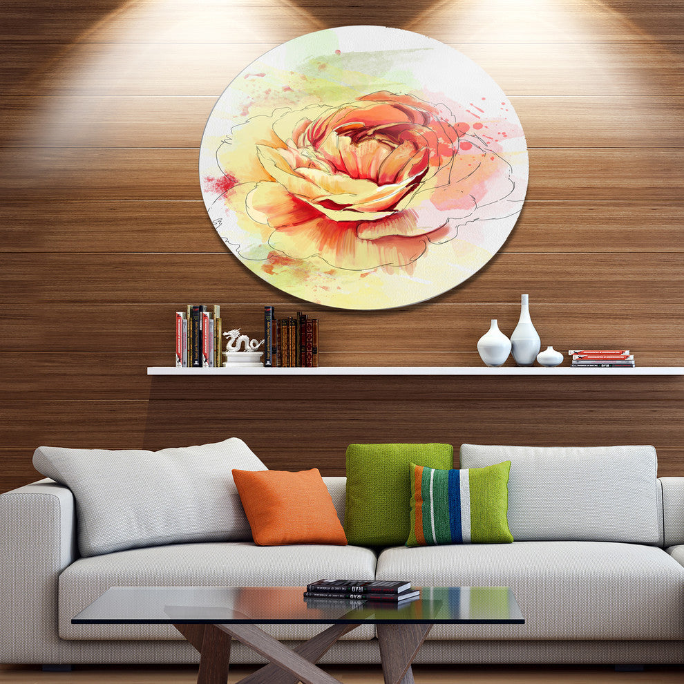 Yellow Blooming Rose, Floral Wall Round Wall Art, 11"