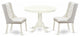 3Pc Kitchen Set, 1 Pedestal Table, 2 Light Grey Parson Chairs, Linen White