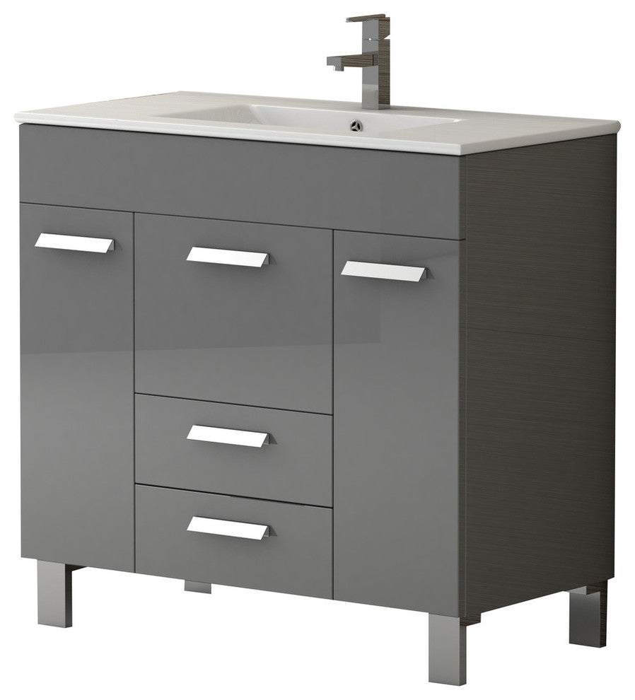 Eviva Venus 36" Vanity With Sink, Gray