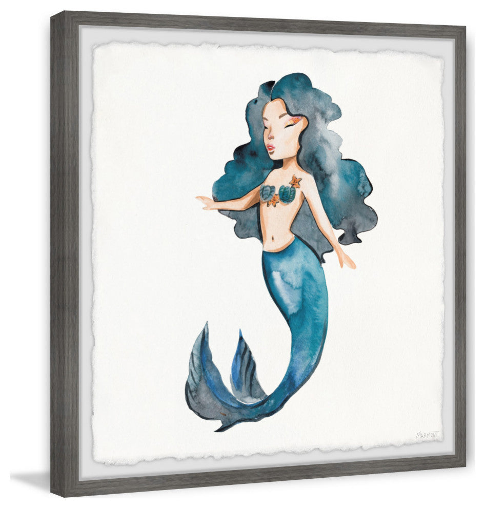 "Mermaid Vibes" Framed Painting Print, 32x32