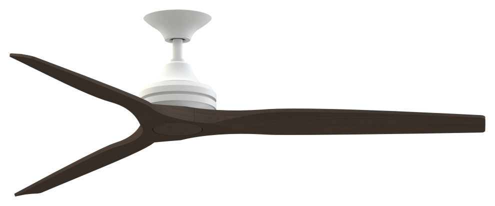 Fanimation Spitfire 64" Fan, matte White Motor, Dark Walnut Wood Blades