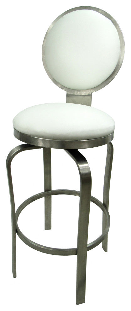 529 Stainless Steel Counter 26" 30" Bar Stool, White, 30"