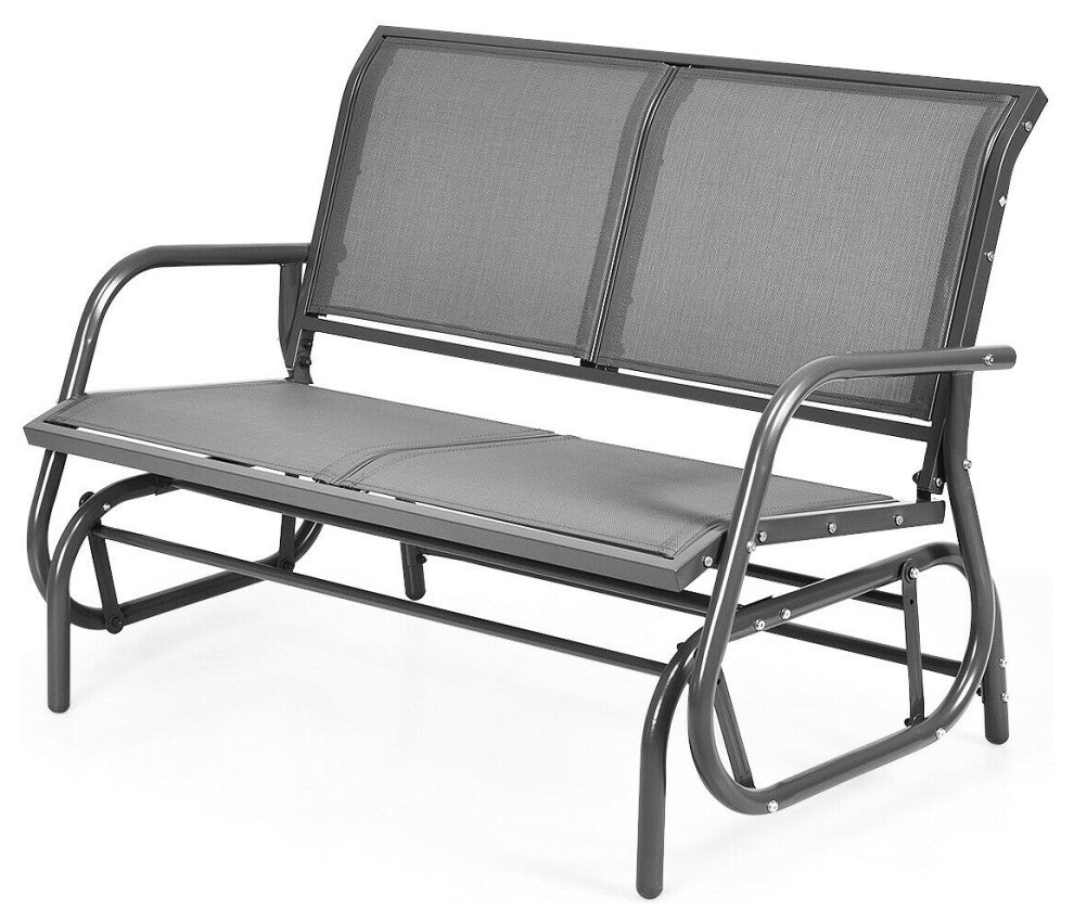 Costway 48'' Outdoor Patio Swing Glider Bench Chair Loveseat Rocker Grey