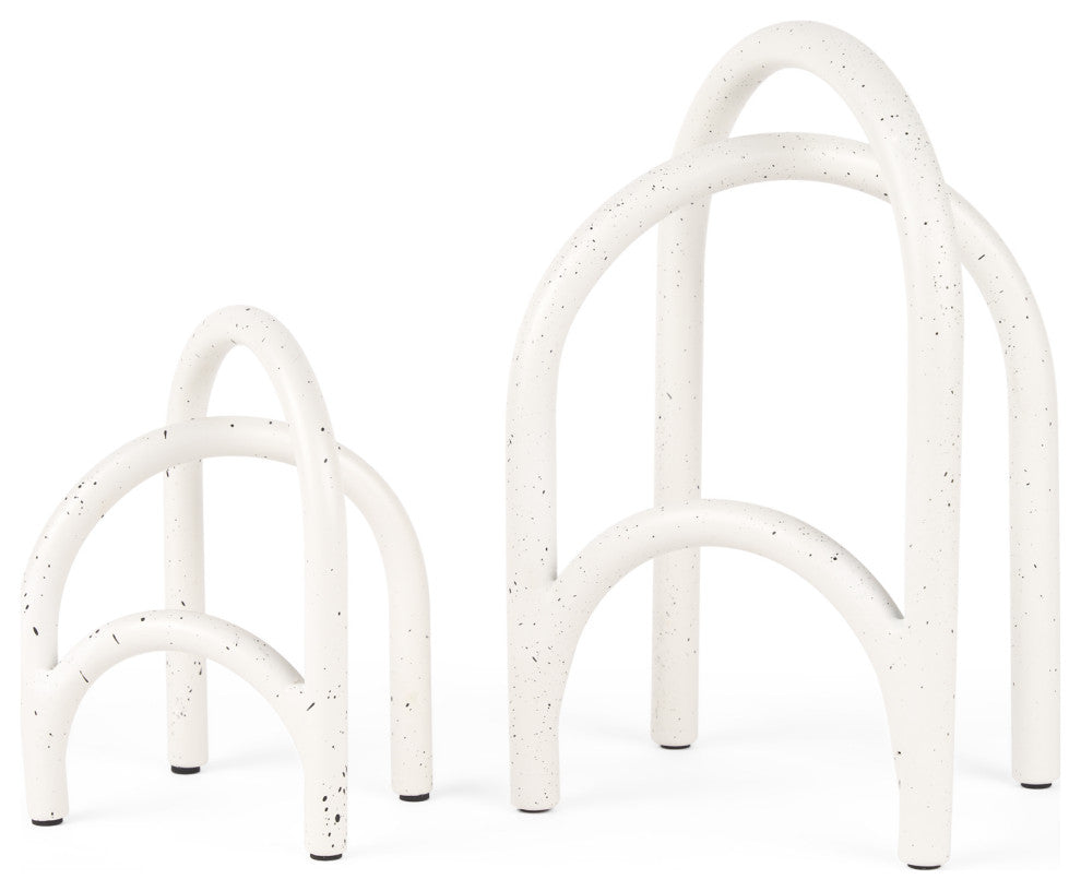 Springe White and Gray Speckled Arch Decorative Object, Set of 2