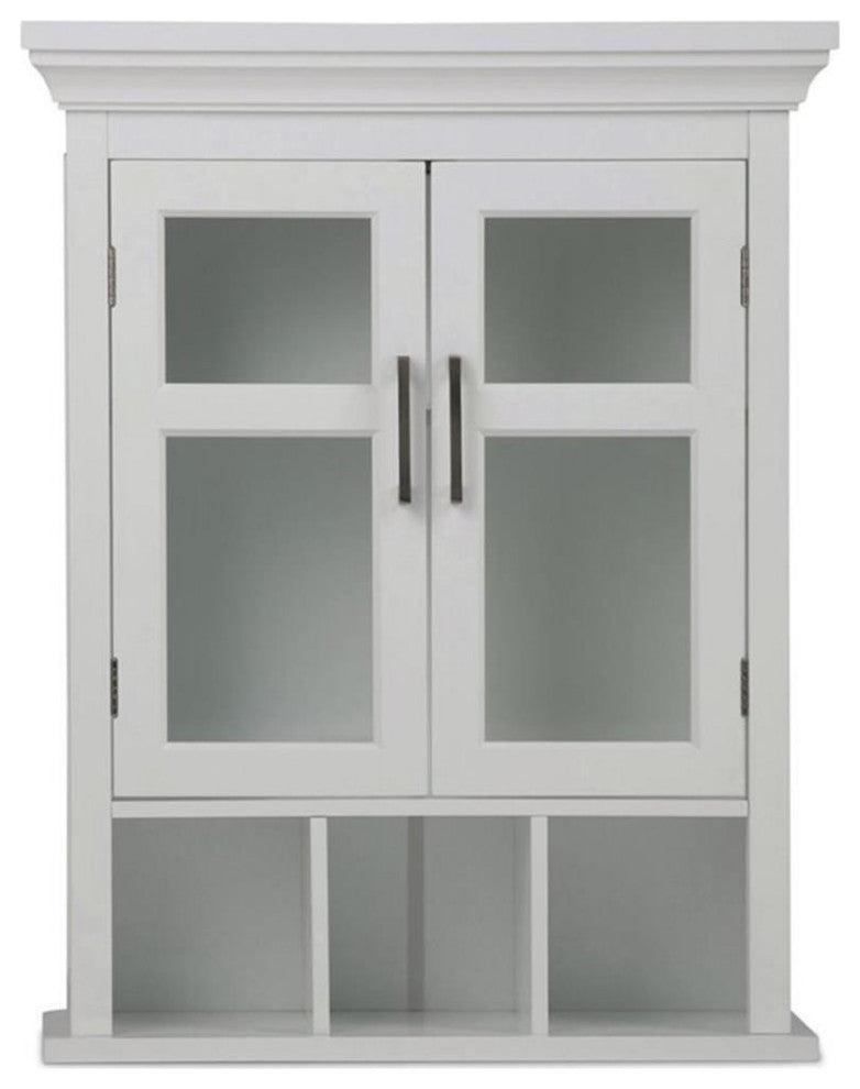 Avington Wood Double Door Wall Medicine Cabinet in Pure White