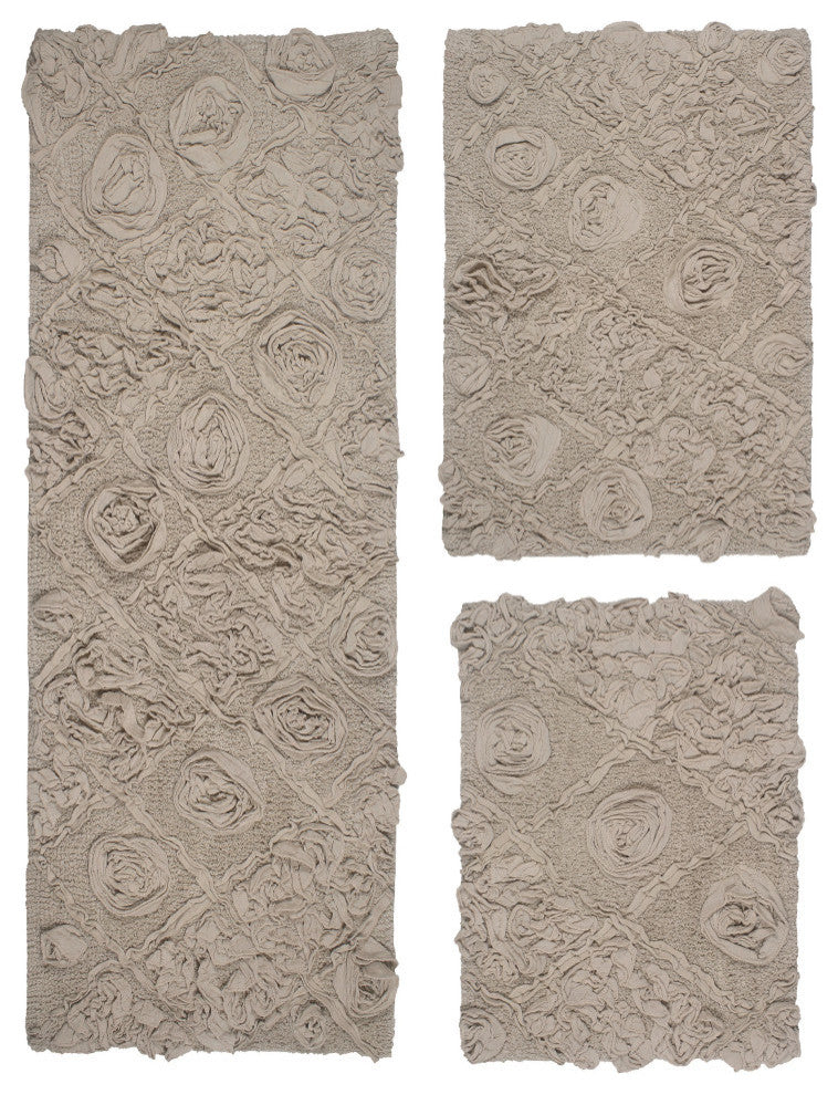 Modesto Bath Rug Bath Rugs Set, 3-Piece Set With Runner, Linen