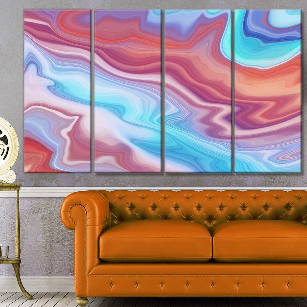 Abstract Marbled Background, Abstract Canvas Wall Art, 48"x28", 4 Panels