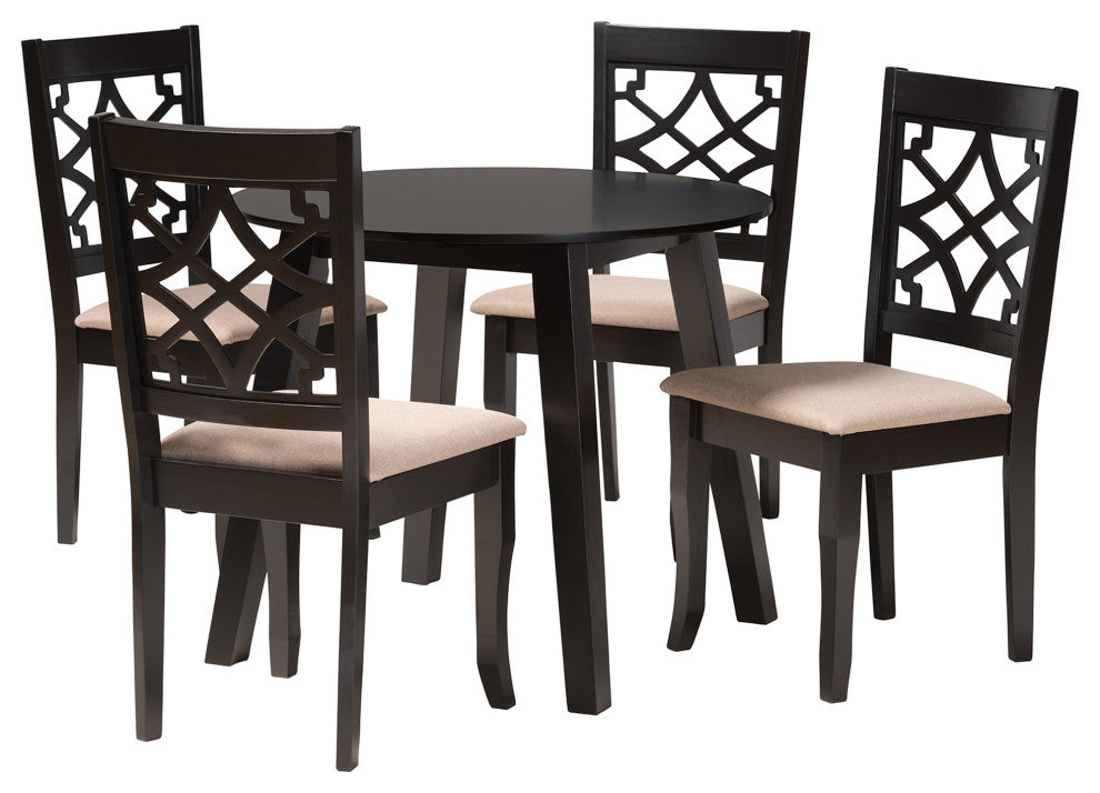 Anu Beige Fabric 5-Piece Dining Set