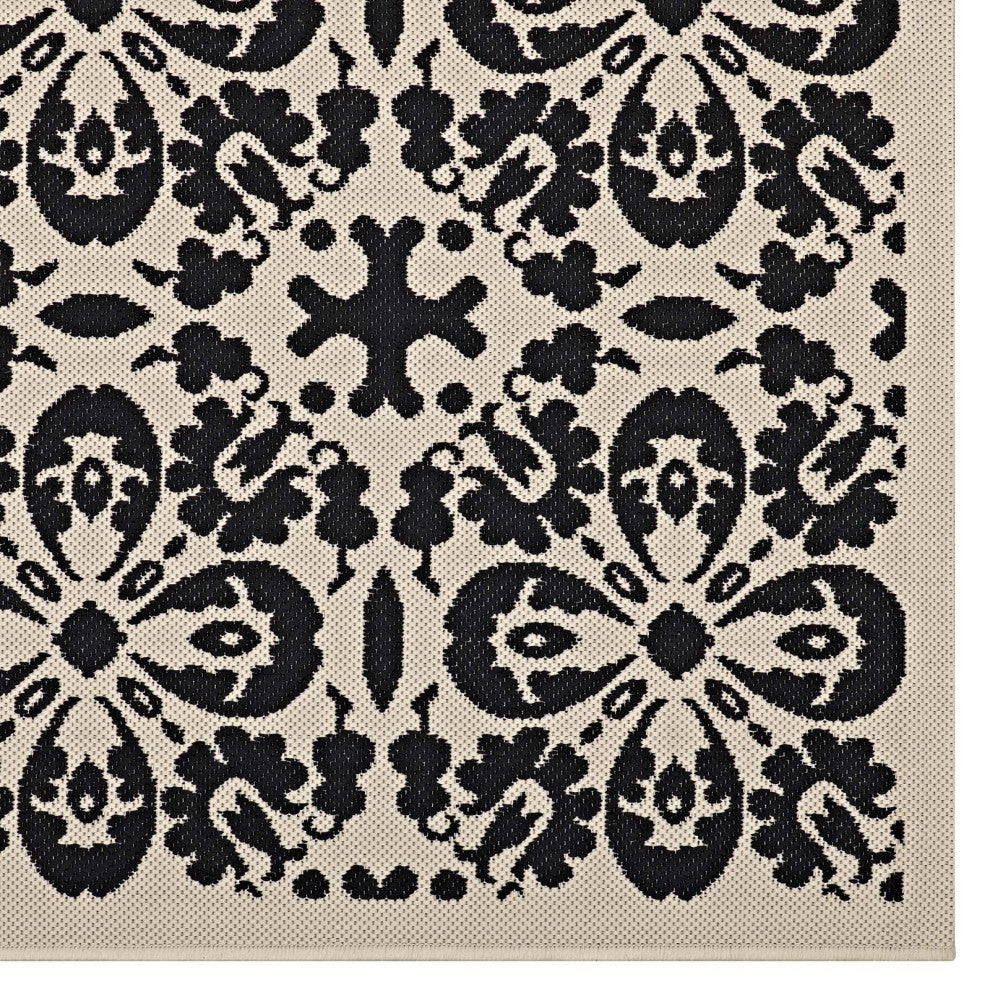 Vintage Area Rug Floor Carpet, Indoor Outdoor, Rectangular, 4x6, Black Beige