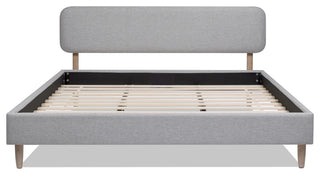 Diego Low Upholstered Platform Bed, Light Gray Polyester, King