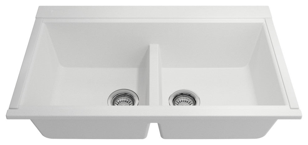 BOCCHI 1618-507-0126 Baveno Lux Undermount 33 Granite Kitchen Sink in Milk Whit