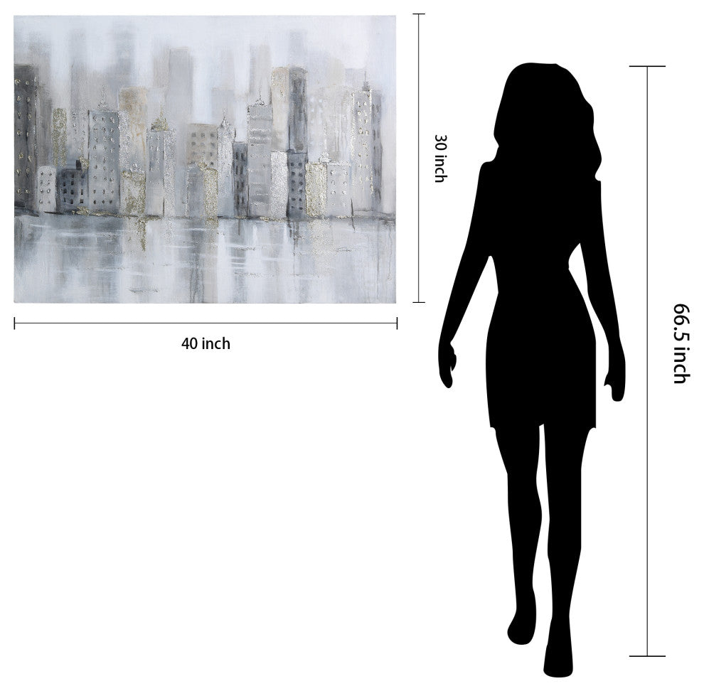 Foggy City Textured Metallic Hand Painted Wall Art by Martin Edwards