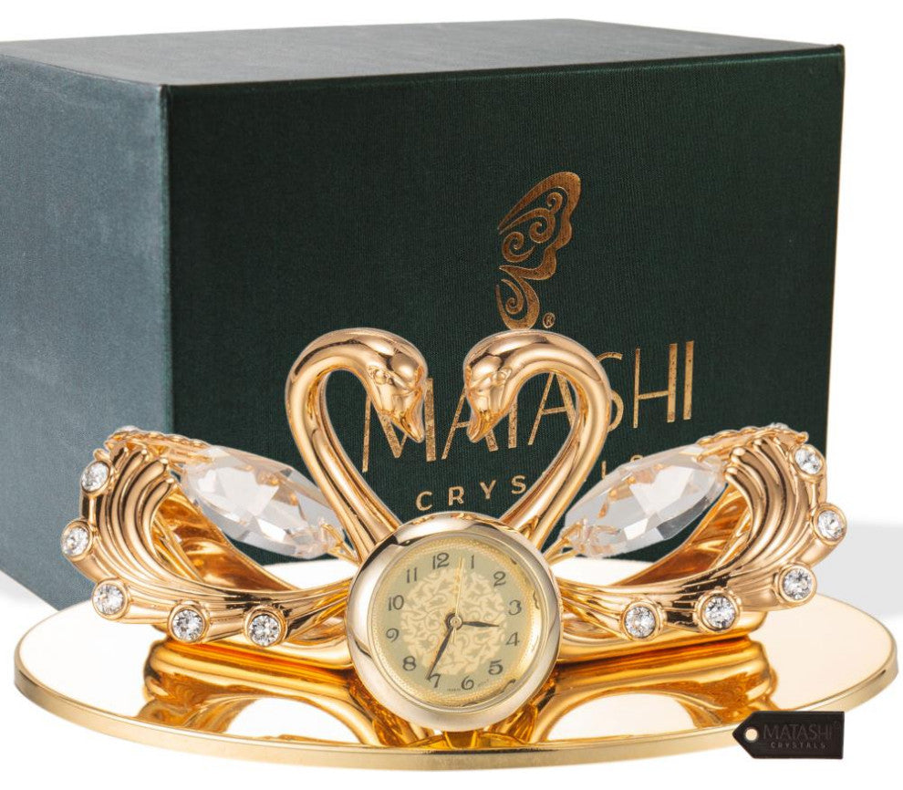 Matashi 24K Gold Plated Loving Swans Figurine