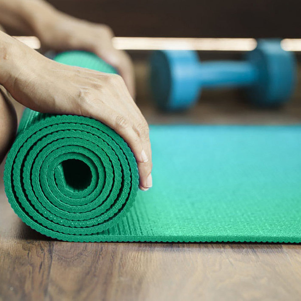 Plain PVC Yoga Mat, Green, 24" x 68", Covers 11.4 sq ft