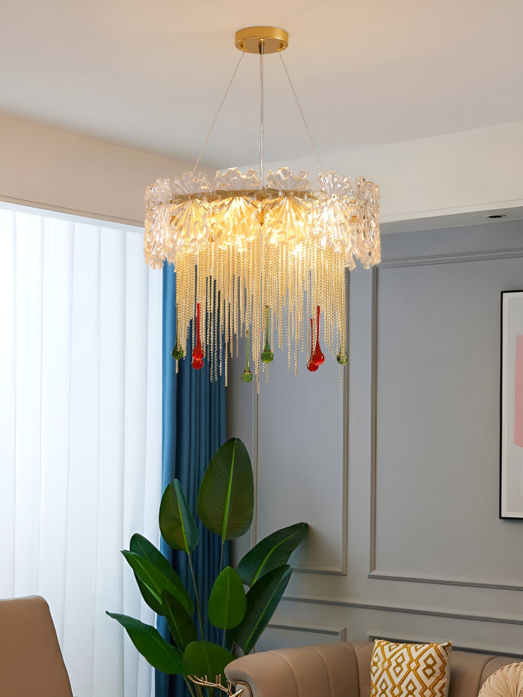 Delemont | Creative Drum Crystal LED Pendant Chandelier for Living Room, 8 Heads
