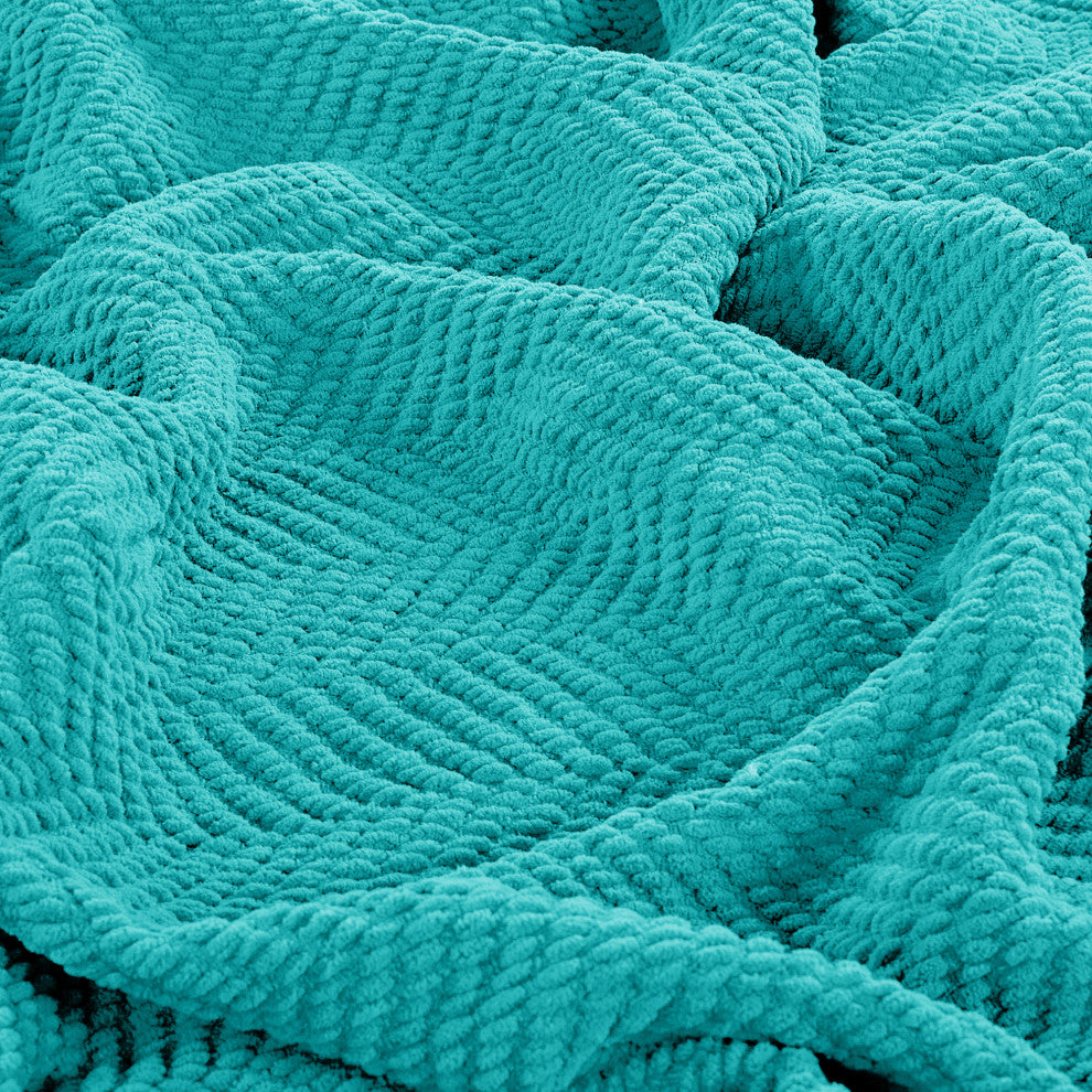 Tweed Knitted Throw Blanket, Baltic Blue, 50"x60"