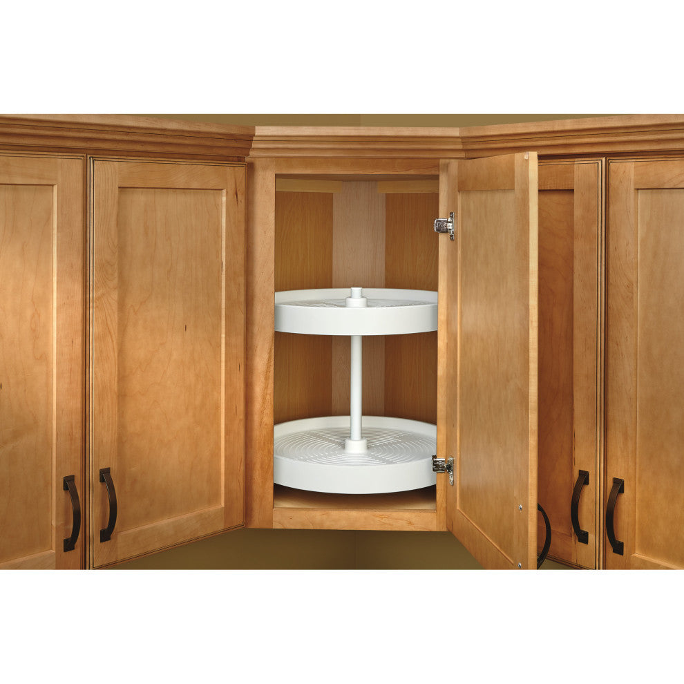 Polymer Full Circle 2-Shelf Lazy Susan for Corner Base Cabinet, White, 28"W