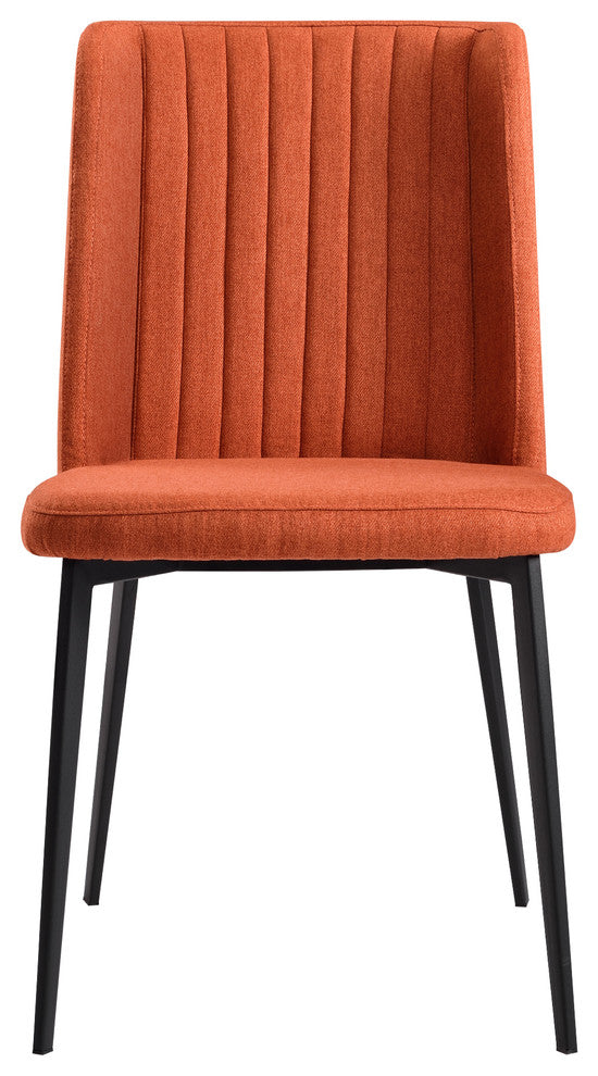 Arles Dining Chair, Matte Black Finish and Orange Fabric, Set of 2