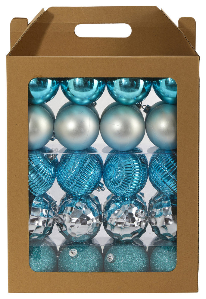 Holiday Shatterproof, 40 Count Xmas Tree Ornament Box Set 80mm W/ Re-Useable Box
