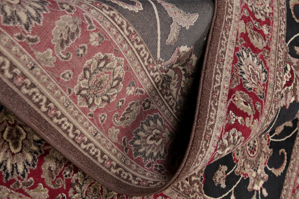 Agra Oriental Carpet Traditional Wool Turkish Area Rug, Black, 9'1"x6'7