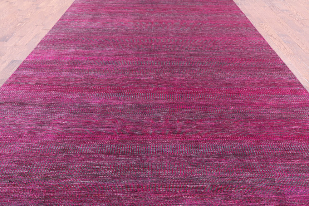 8' 11" X 17' 11" Super Savannah Gabbeh Hand Knotted Wool and Silk Rug Q6113