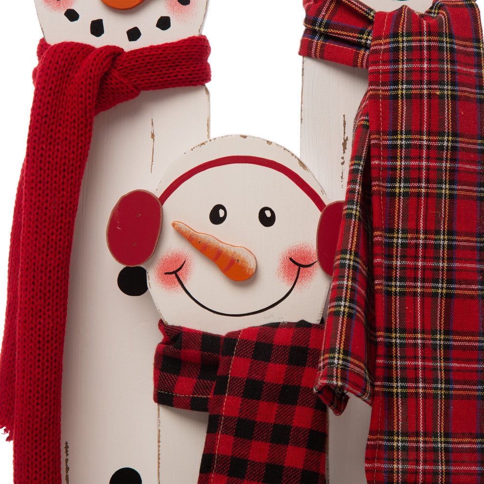 35.43"H Wooden Snowman Family Porch Decor