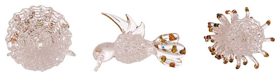 3" Spun Glass Angel, Tree and Bird Ornaments 3-Piece Set