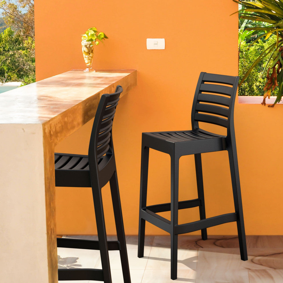 Compamia Ares Resin Barstool Black, Set of 2
