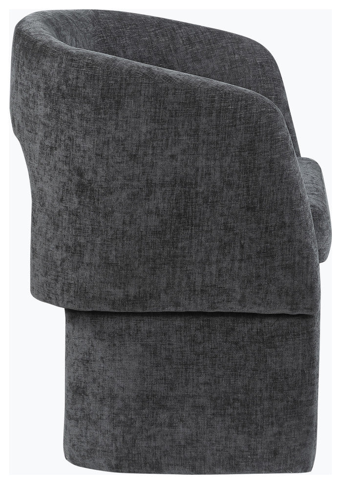 Emmet Boucle Fabric Dining Chair / Accent Chair, Black, Chenille Fabric