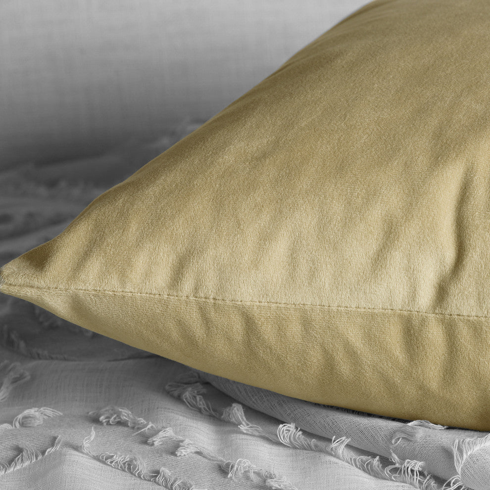 Heritage Plush Velvet Cushion Cover Pair, Western Tan, 18w X 18l