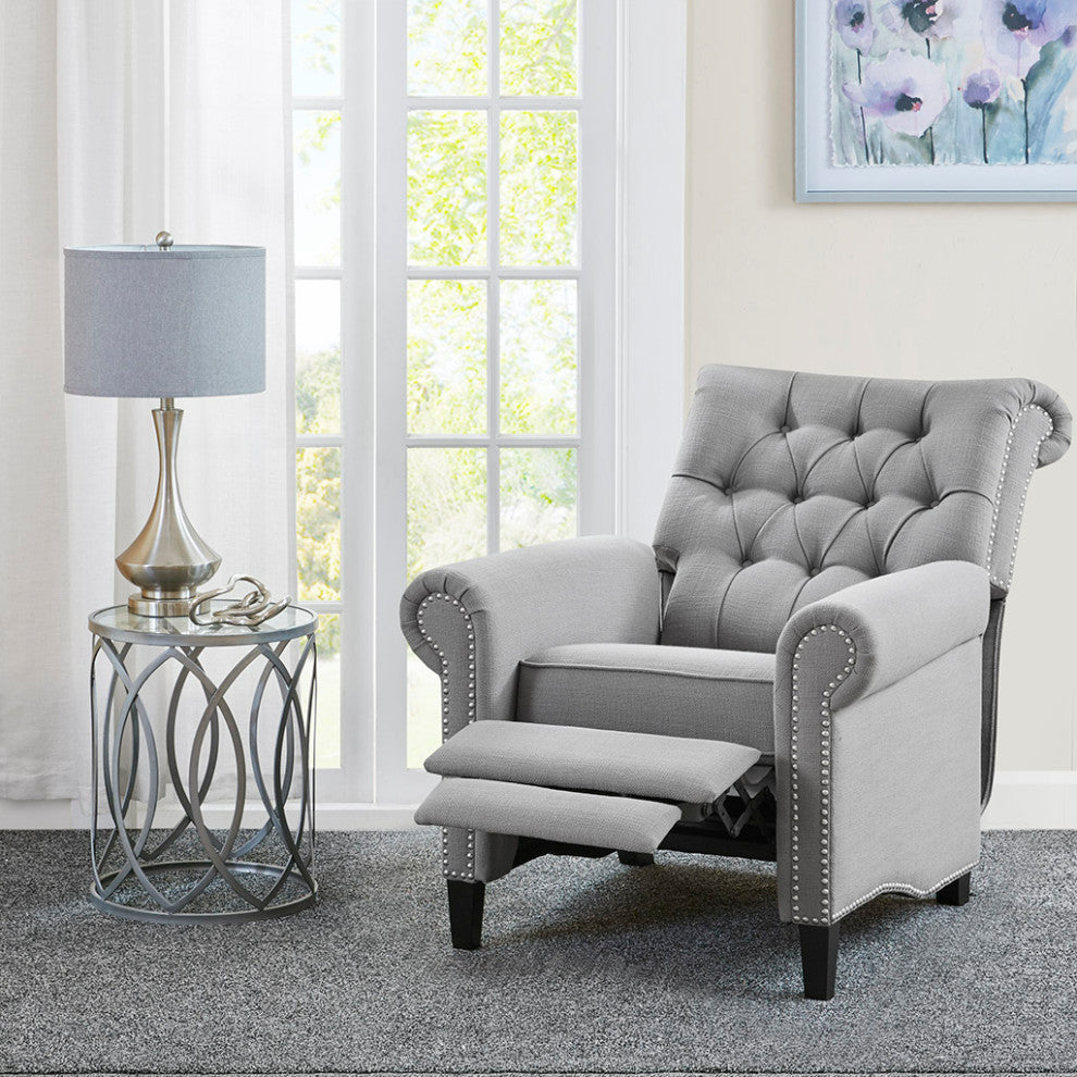 Aidan Rolled Back Push Back Recliner Accent Chair, Grey