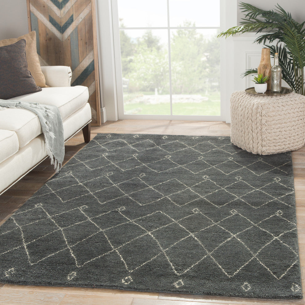 Jaipur Living Casablanca Hand-Knotted Trellis Gray/White Area Rug, 9'6"x13'6"