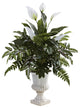 Mixed Greens and Spathyfillum With Decorative Urn