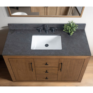 Vanity Art Bathroom Vanity With Sink, Tan, 48" Single, Black Limestone Top