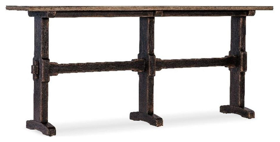 Americana Trestle Wood Console Table in Black by Hooker Furniture