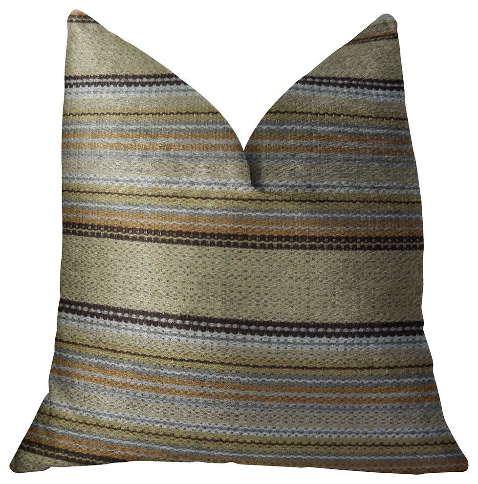 Lexington Park Taupe and Brown Handmade Luxury Pillow, 16"x16"