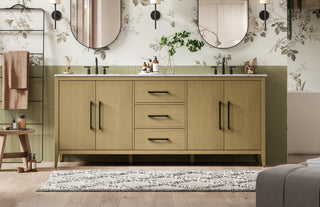 Home Living 84" Double Bathroom Vanity, Honey Brown