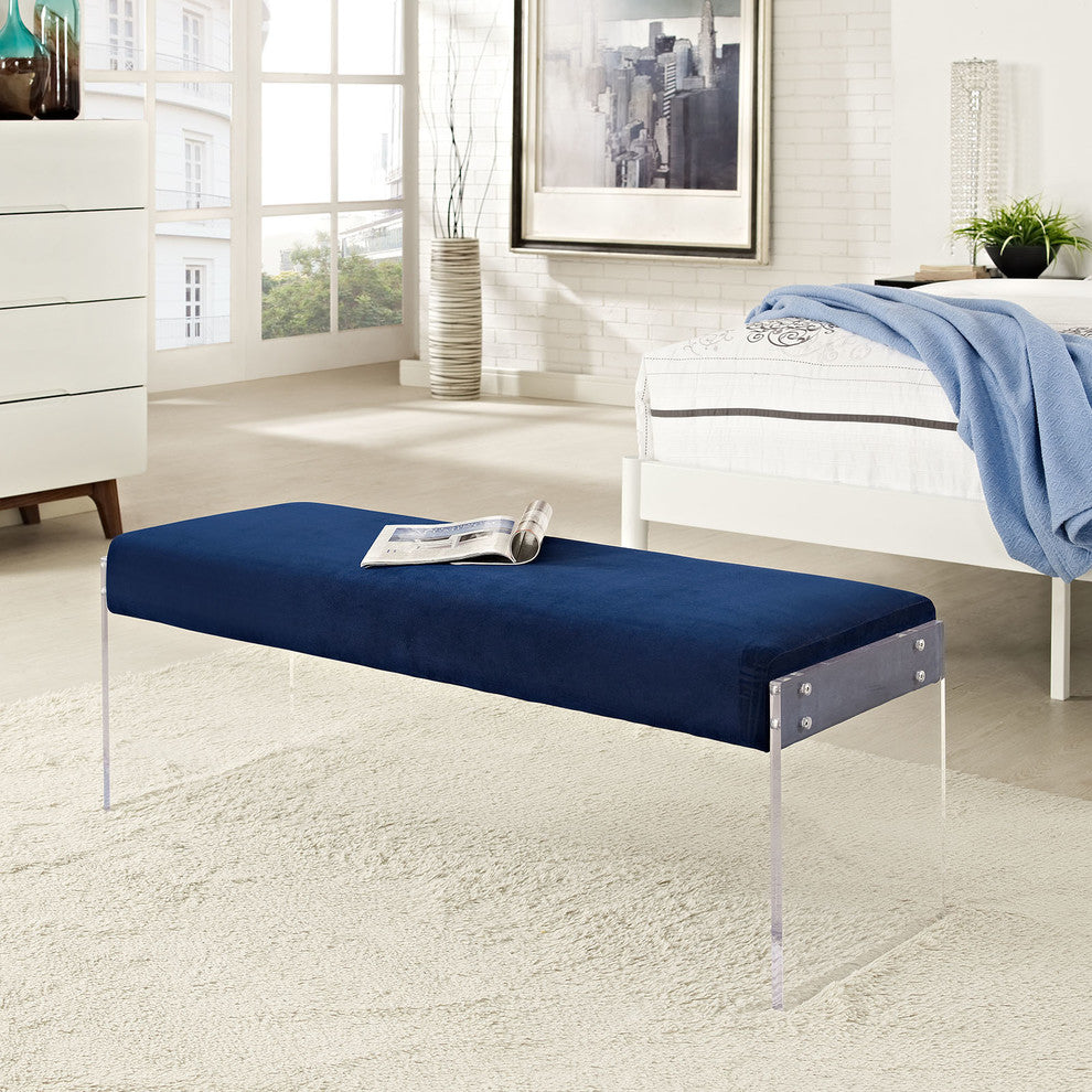 Roam Velvet Bench, Navy