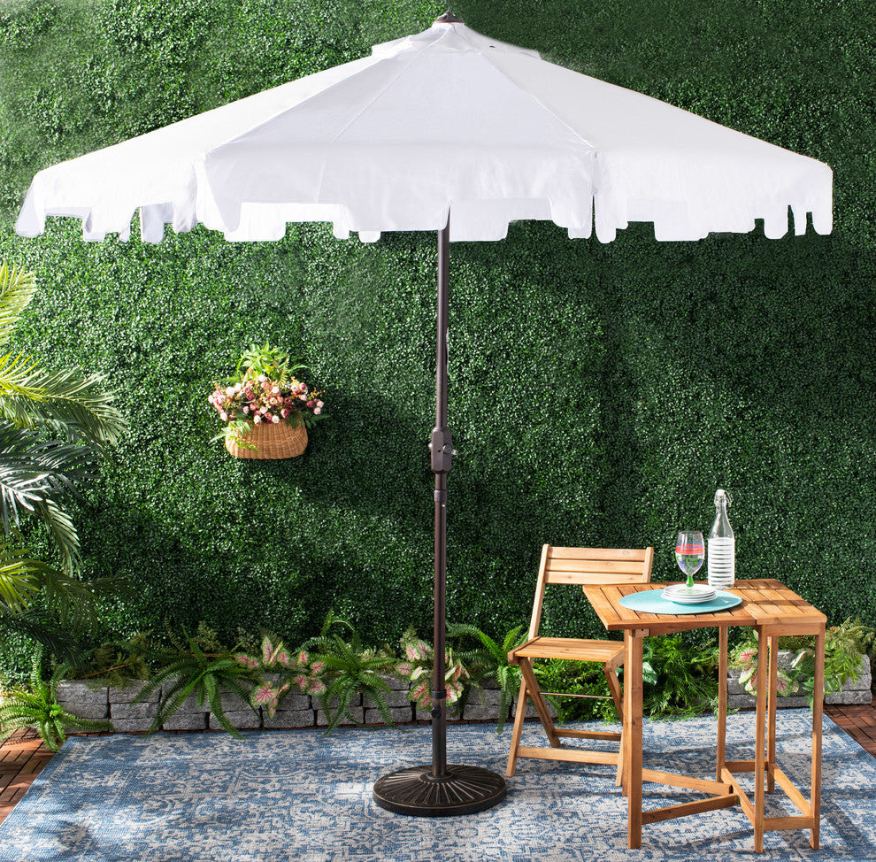 Safavieh Zimmerman Market Outdoor Umbrella With Flap, White