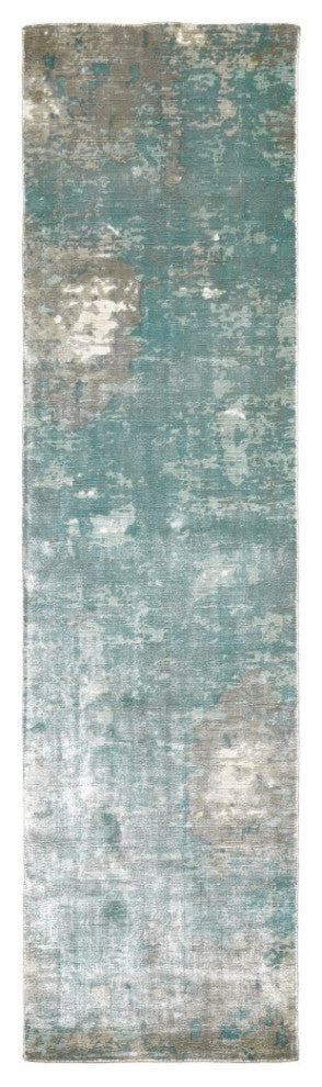 3" x 10" Blue and Gray Abstract Pattern Indoor Runner Rug