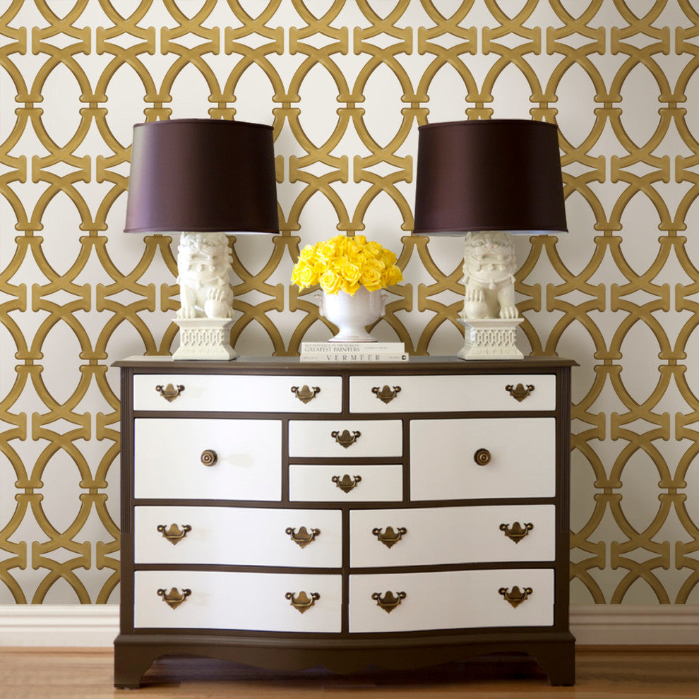 Links Peel and Stick Vinyl Wallpaper, Gold, 24"w X 108"h