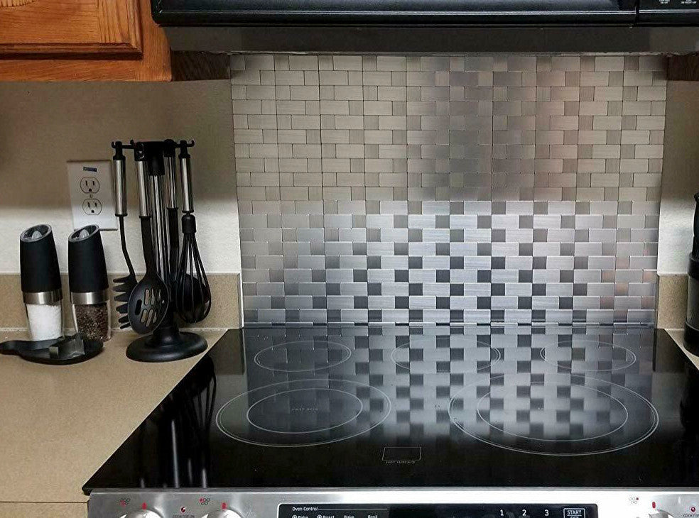 Peel and Stick Metal Backsplash Tile Puzzle Brush 12"x12, A16015p10