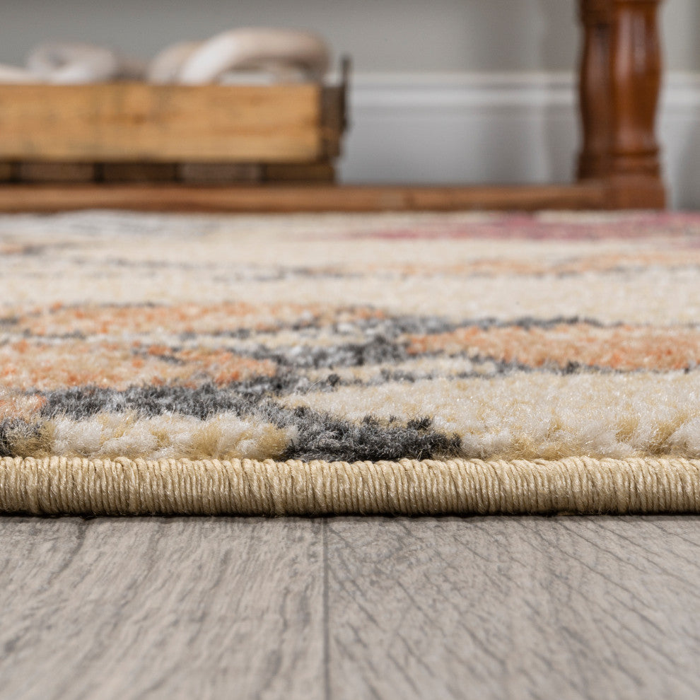 Dizi Modern Botanical Wildflower Area Rug, Yellow/Ivory/Red, 4x6