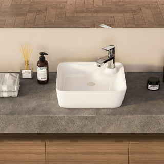 Leonis 17" Square White Finish Ceramic Vessel Bathroom Vanity Sink