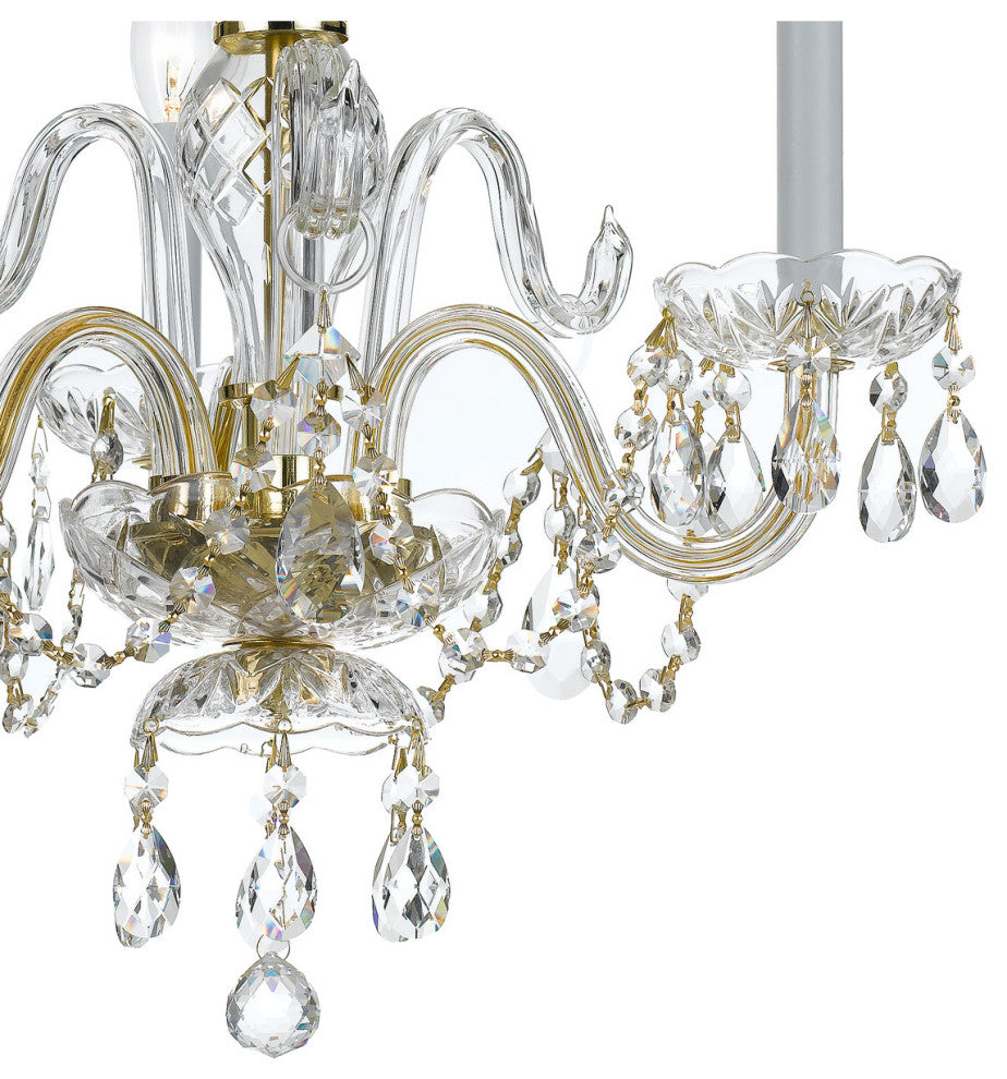 Crystorama 5044-PB-CL-MWP, 3-Light Mini Chandelier, Polished Brass